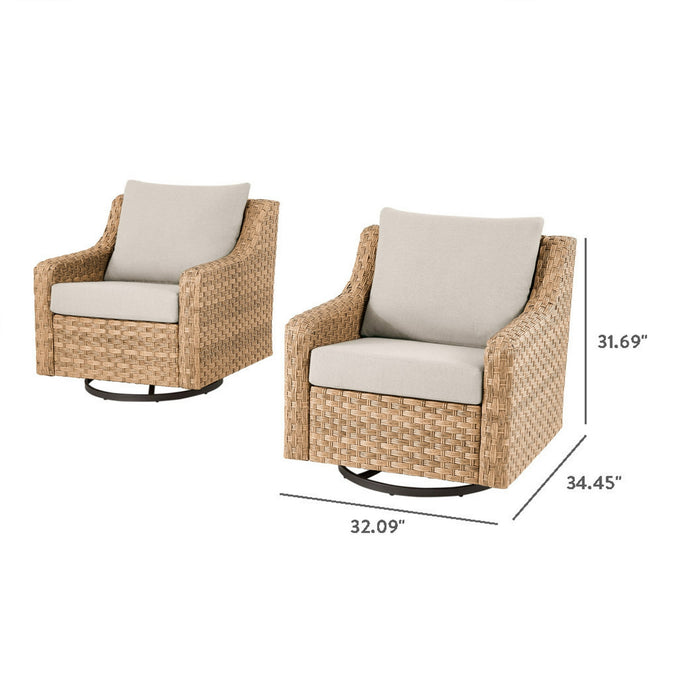 Better Homes & Gardens River Oaks Outdoor Swivel Gliders with Patio Covers, Set of 2, Natural - new
