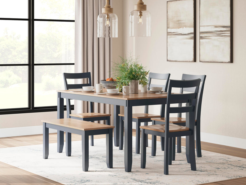 Gesthaven Natural/Blue Dining Room Table Set (6/CN)