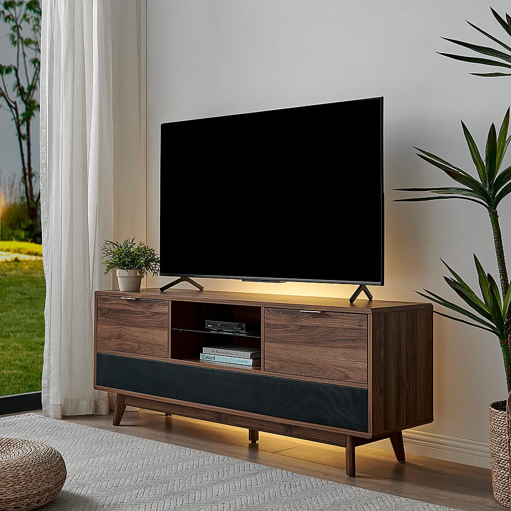 60 in. Walnut Larsen Smart TV Stand with Audio System - display_model