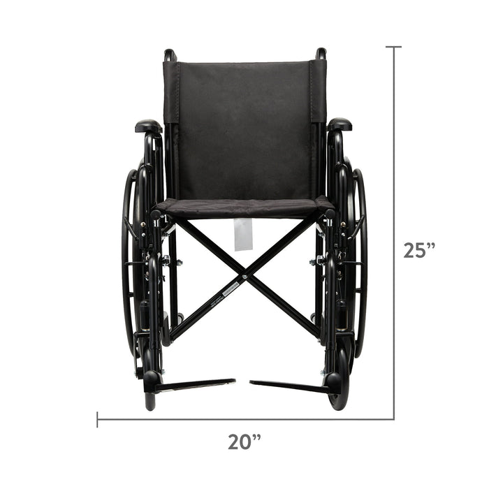 Equate Lightweight Foldable Steel Wheelchair with 18" Seat and Swing-Away Footrests, 350 lb Capacity - new