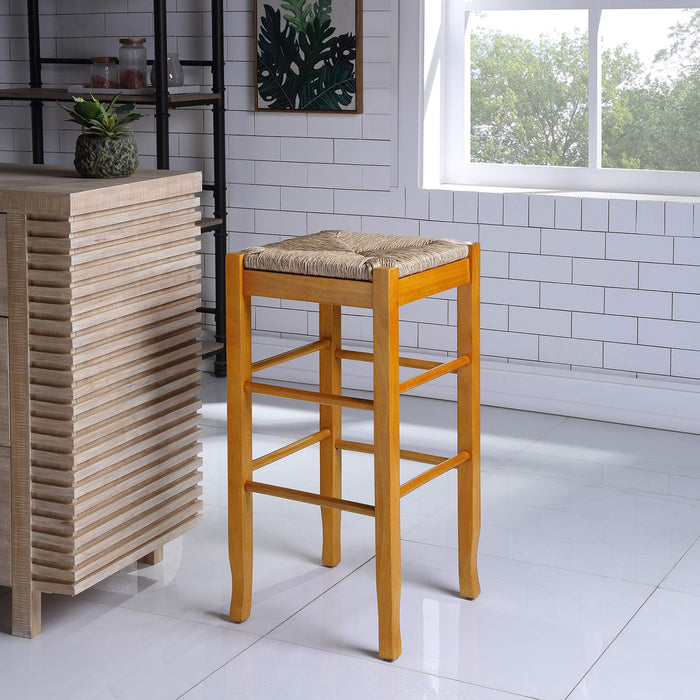 Boraam Square Rush Seat Bar Height Stool, 29-Inch, Brown - new