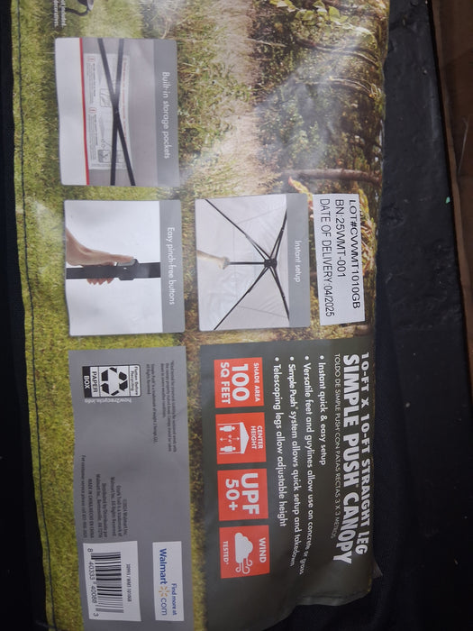 Ozark Trail 10' x 10' Straight Leg Instant Canopy, White -