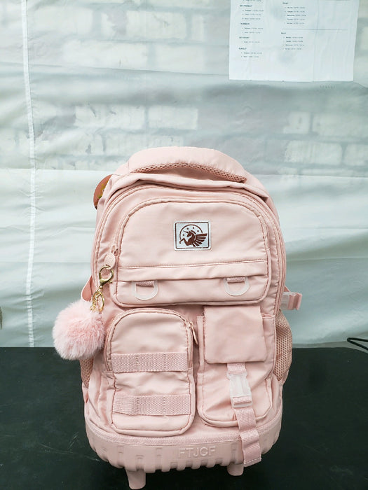 AGSDON Rolling Backpack for Girls and Women, Roller Wheels School Bookbag, Wheeled Suitcase Backpacks with Lunch Bag for Teen - Pink - new