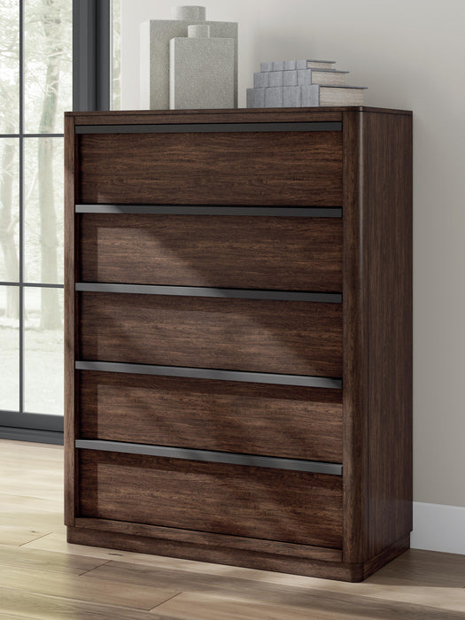 Kendamor Dark Brown Five Drawer Chest