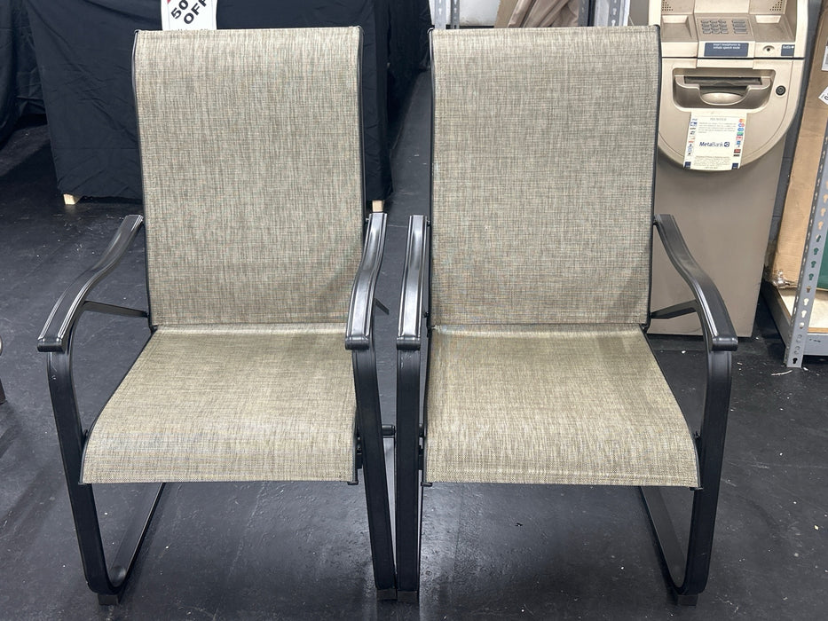 Black Ergonomic C-Spring Textilene Metal Patio Outdoor Dining Chair (2-Pack) - new