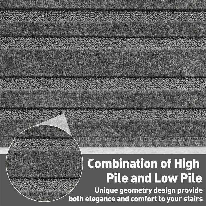 Bullnose Carpet Stair Treads Tape Free Non-Slip Indoor Pet Friendly for Wooden Steps 9.5" x 30"x1.2" 14 pc Grey - new