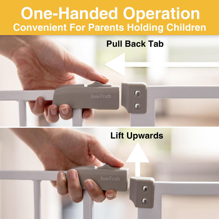 InnoTruth 28.9-49" Baby Gate for Stairs, 30" Tall Extra Wide Dog Gates for Doorways One-Hand Opening, Easy Walk Thru Dual Lock Dog Gates for The House, Hallways, Bedrooms, Easy Install Kid G