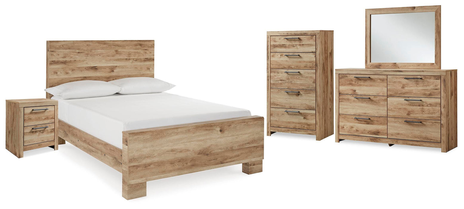 Hyanna Tan Brown Hyanna Full Panel Bed, Dresser, Mirror, Chest and Nightstand - Brand New
