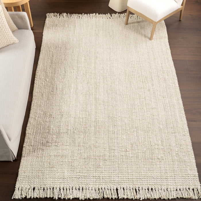 nuLOOM 5x8 Daniela Jute Tassel Hand Woven Area Rug, Off White, Solid Chunky Farmhouse Design, Natural Fiber, For Bedroom, Dining Room, Living Room, Hallway, Office, Entryway - new