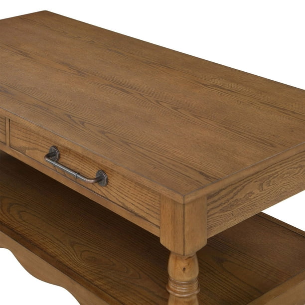 The Pioneer Woman Helen Coffee Table Made With Solid Wood Frame, Heirloom Brown - new