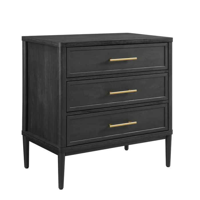 Better Homes & Gardens Oaklee 3 Drawer Nightstand with USB, Charcoal Finish - new