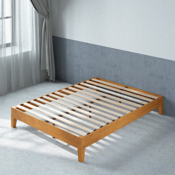 Zinus Alexia 12 Deluxe Wood Platform Bed Frame, Rustic Pine, King - open_box