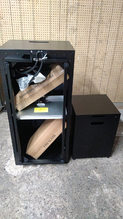 Mainstays 42" Rectangle Black Finish Modern Steel Fire Pit: 42" x 20" 50000 BTU Propane Fire Pit Table with Lid, Tank Hideaway and Cover - open_box