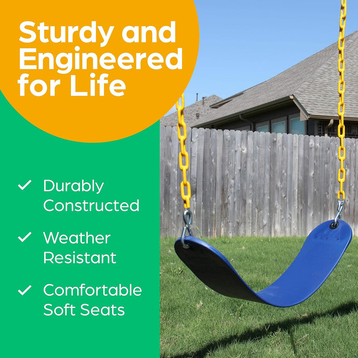 Jungle Gym Kingdom Swing Seat Heavy Duty 66" Chain Plastic Coated - Playground Swing Set Accessories Replacement with Snap Hooks (Blue) - new