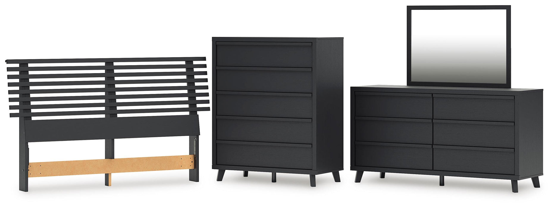 Danziar Black Danziar Queen Slat Headboard, Dresser, Mirror and Chest