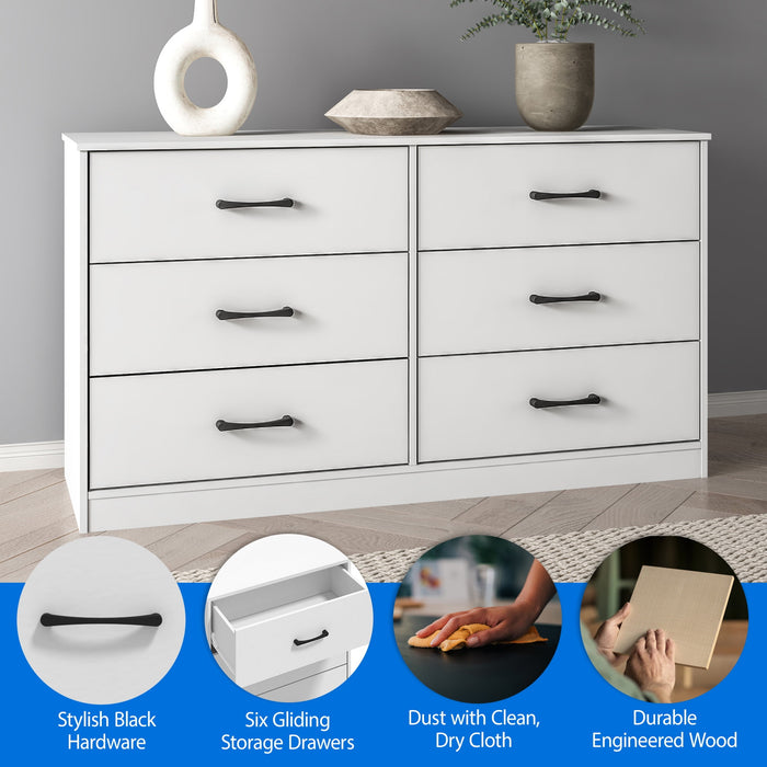 Mainstays Ardent 53.75" Wide 6 Drawer Dresser, White - new