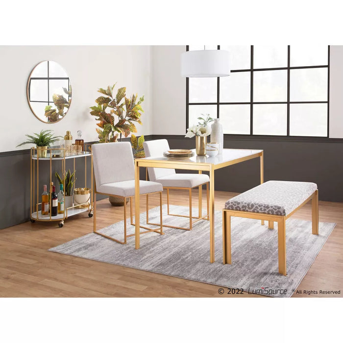 Set of 2 Highback Fuji Dining Chairs: Upholstered, Gold Frame, Light Gray - LumiSource - new