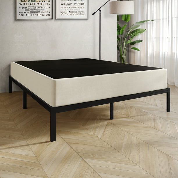 Castle Place 8 Full Metal Box Spring, Beige Linen - open_box