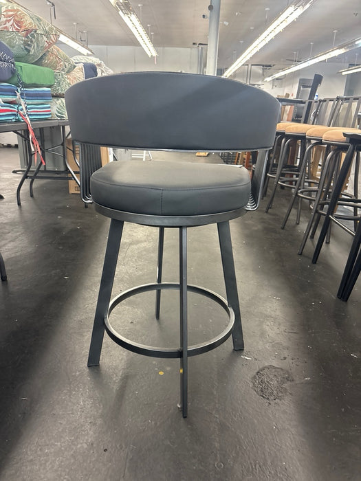 Armen Living Chelsea 25" Counter Height Swivel Bar Stool in Black Finish and Black Faux Leather - new