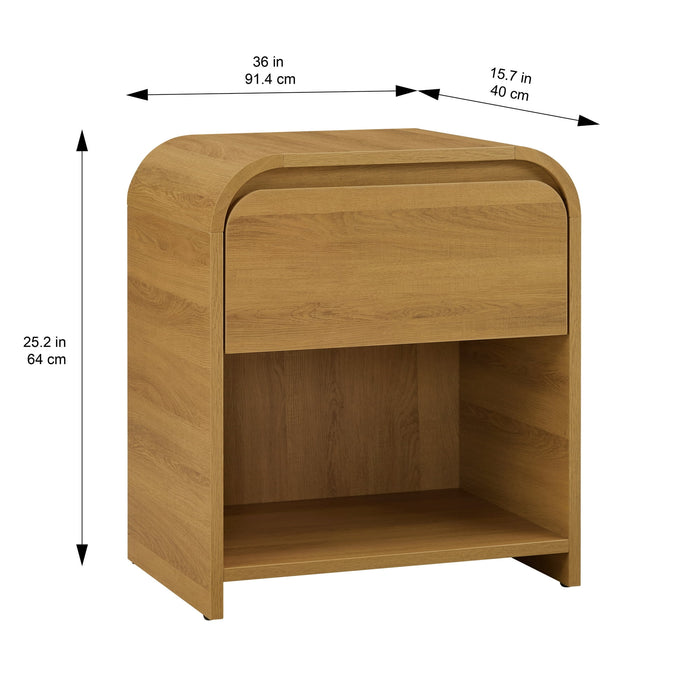 Better Homes & Gardens Juliet Nightstand with USB, Light Honey Finish - new