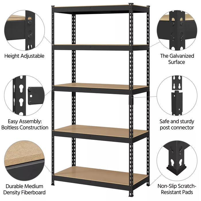 Yaheetech 5-Tier Utility Storage Shelves Garage Metal Shelving Unit - new