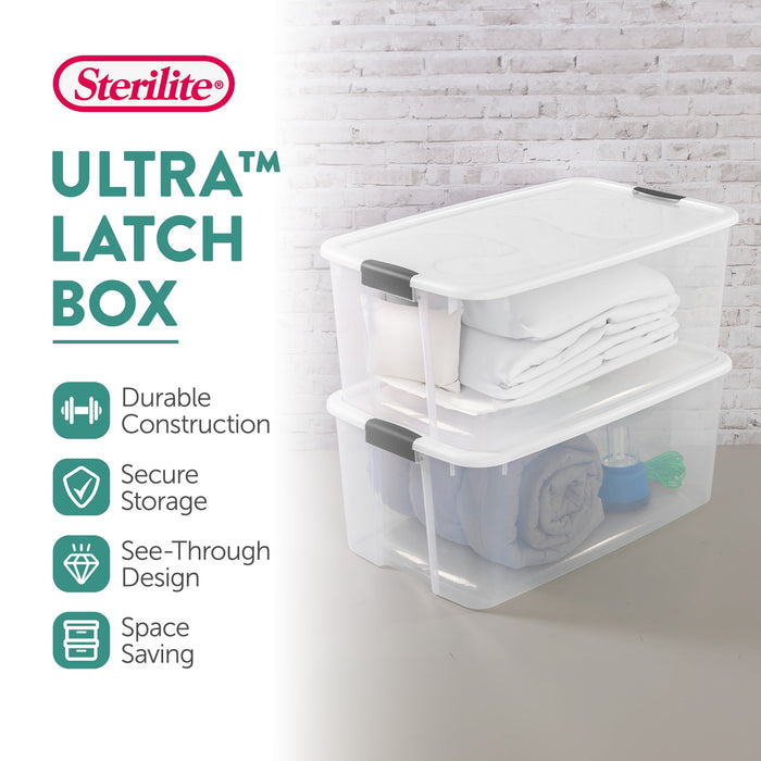 Sterilite 116 Quart Clear Stackable Latching Storage Box Containers, 1 Pack - open_box