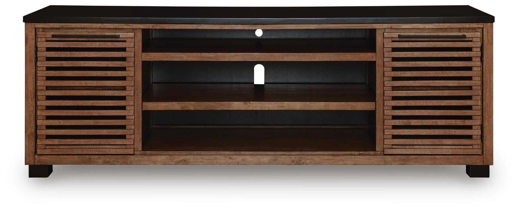 Kallari Warm Brown/Black XL TV Stand w/Fireplace Option