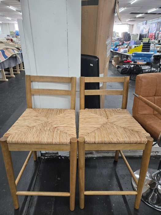 My Texas House Laurel Counter Stools with Woven Seagrass Seat, Kitchen, Warm Brown, 2 Pack - new