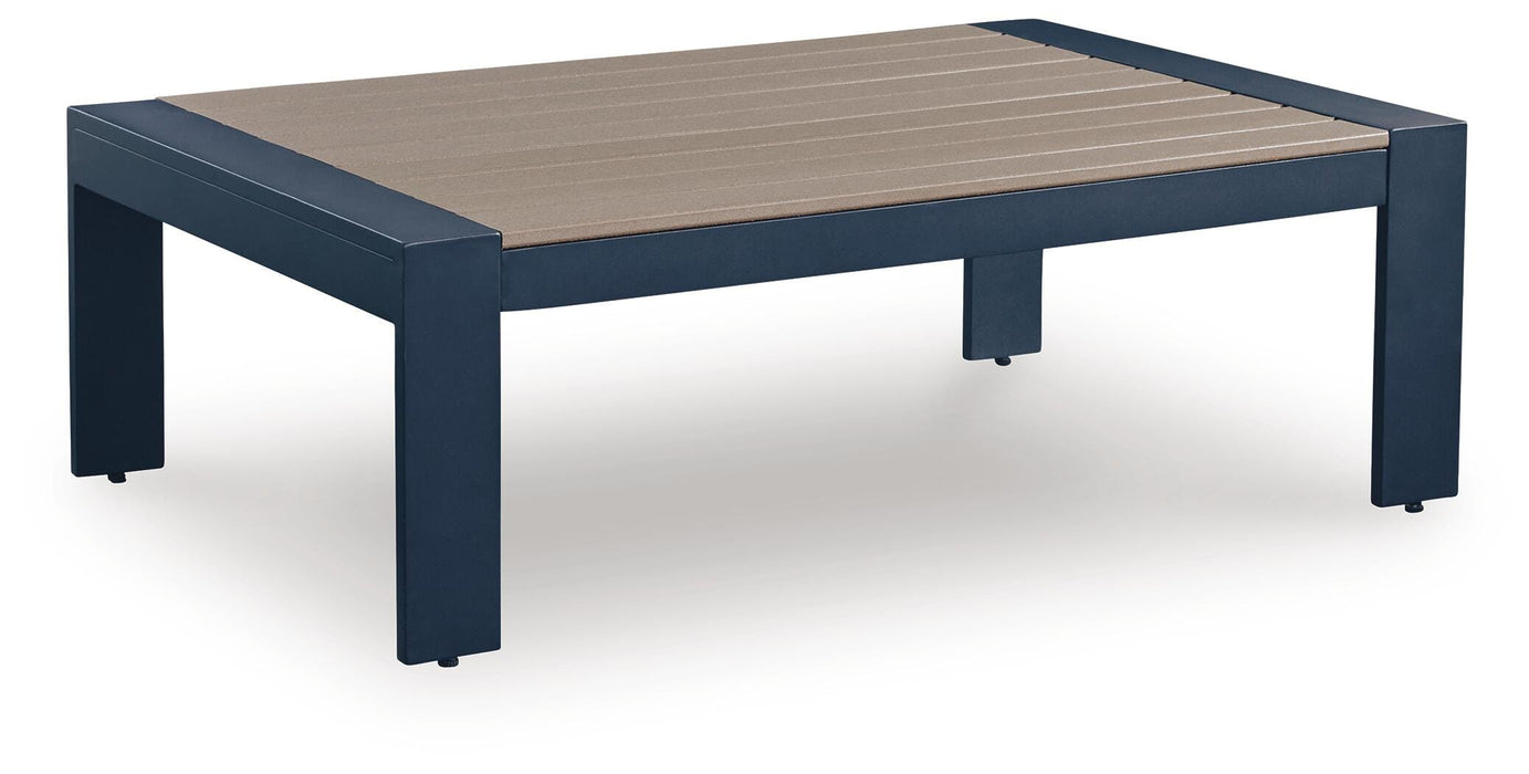 Mabry Shores Navy Blue/Driftwood Rectangular Cocktail Table
