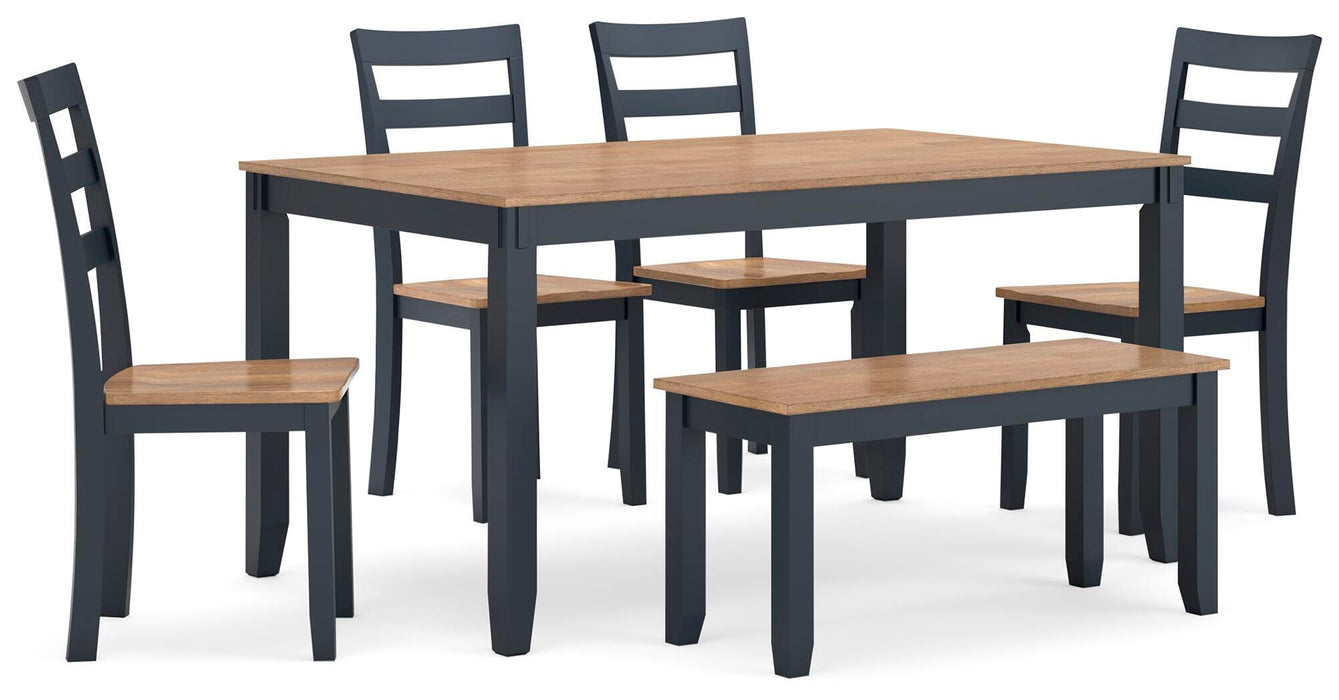 Gesthaven Natural/Blue Dining Room Table Set (6/CN)