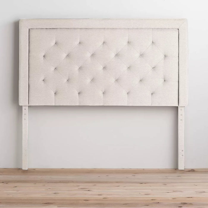 Full/Full XL Emmie Adjustable Upholstered Headboard with Diamond Tufting Cream - Brookside Home - new
