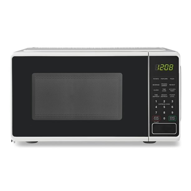 Mainstays 0.7 Cu ft Countertop Microwave Oven, 700 Watts, White, New - open_box