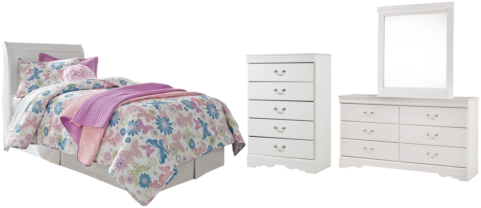 Anarasia White Sleigh Headboard Bedroom Collection