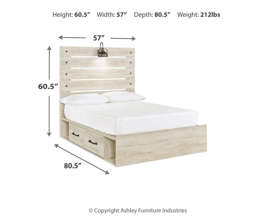 Cambeck Whitewash Cambeck Full Panel Bed with 2 Storage Drawers