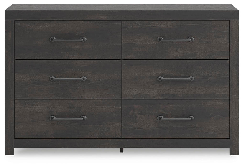 Delmorta Dark Gray Six Drawer Dresser