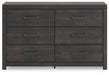 Delmorta Dark Gray Six Drawer Dresser