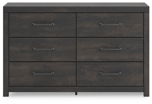 Delmorta Dark Gray Six Drawer Dresser