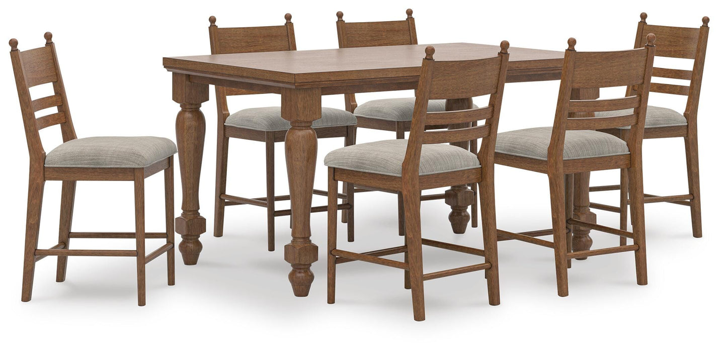Chadworth Brown Chadworth Counter Height Dining Table and 6 Barstools