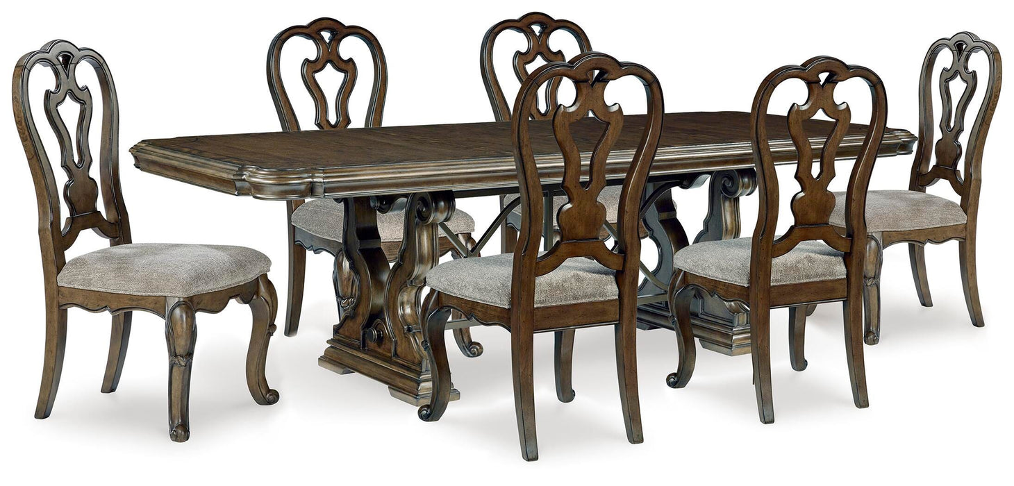 Maylee Dark Brown Maylee Dining Table and 6 Chairs