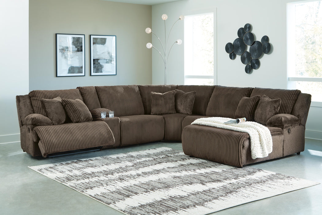 Top Tier Chocolate Top Tier 6-Piece Reclining Sectional with Chaise