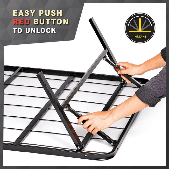 Mainstays King 14" High Profile Foldable Steel Platform Bed Frame with Storage Space Under Frame, No Box Spring Required, Black - new