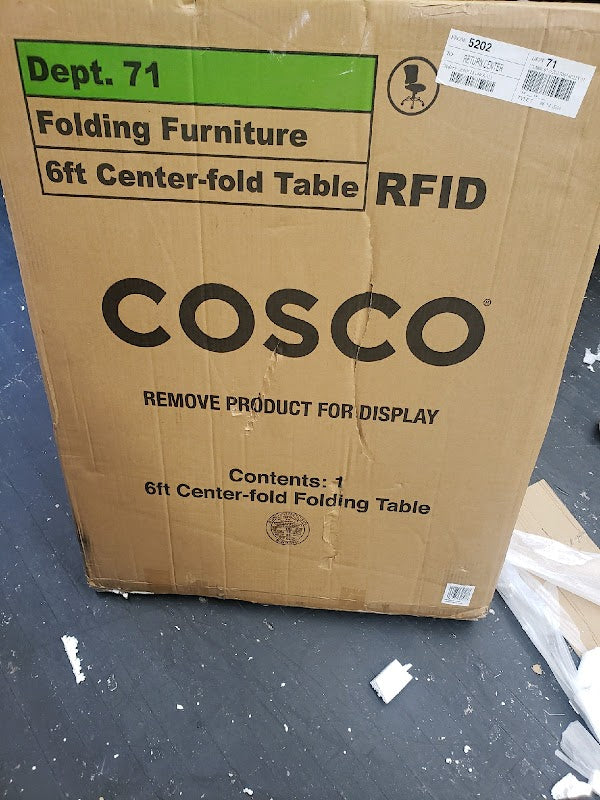 Cosco 6 Foot Centerfold Folding Table, Black - open_box