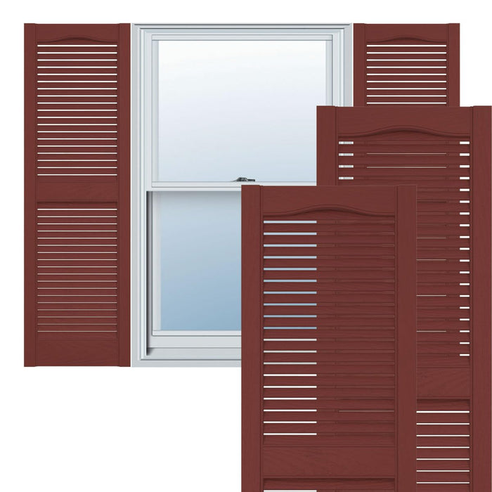 Ekena Millwork Lifetime Vinyl LL1S14X04800RD Standard Cathedral Top Center Mullion, Open Louver Vinyl Shutters, w/Installation Shutter-Lok's & Matching Screws (Per Pair), 14 1/2"W x 48"H, Bu