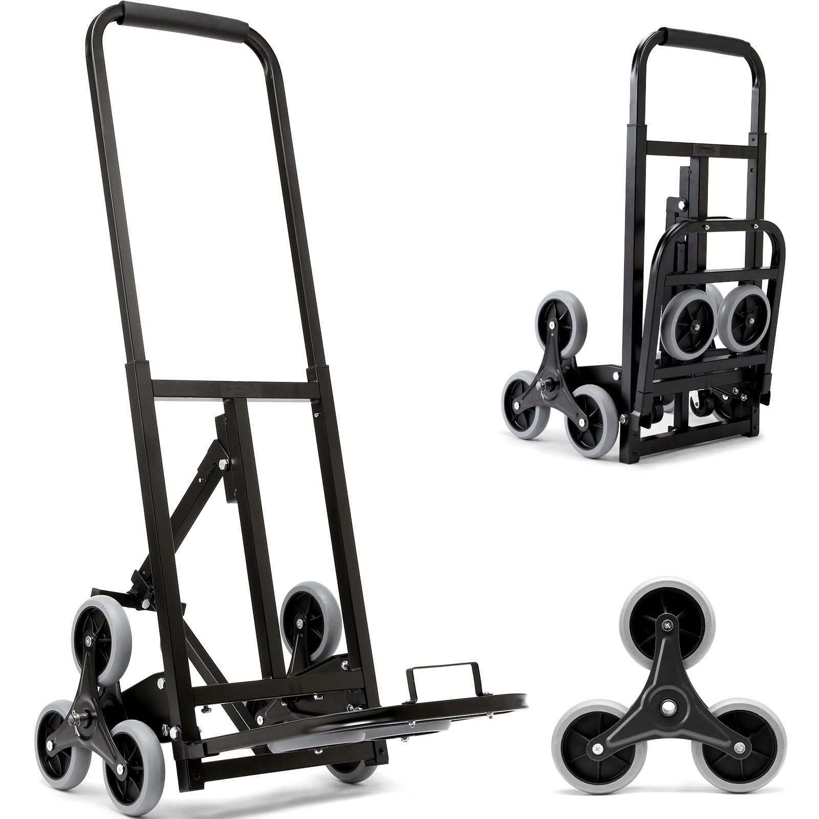 BENTISM Stair Climbing Cart 375lbs Capacity, Portable Folding Trolley with 10 Wheels, Stair Climber Hand Truck with Adjustable Handle for Pulling, All Terrain Heavy Duty Dolly Cart for Stairs - new