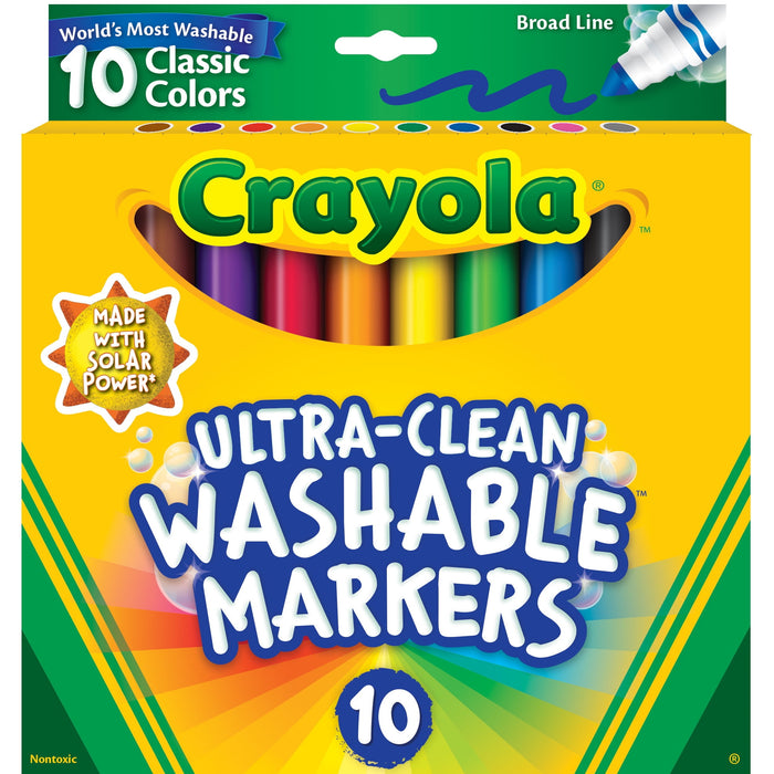 Crayola Ultra-Clean Washable Broad Line Markers, 10 Ct, School Supplies, Classroom Supplies for Teachers - new