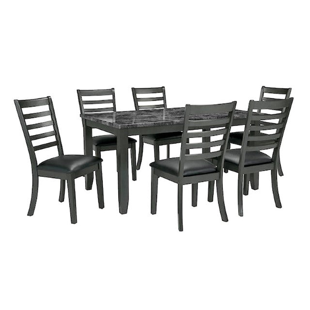 Furniture of America Adia 7pc Dining Table Set in Dark Gray TM3110T-7PK - new