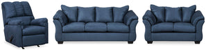 Darcy Blue Darcy Sofa, Loveseat and Recliner