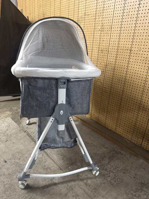 XunKA 4 in 1 Infant Baby Bassinet with Mosquito Net and Storage Rack,Adjustable Height,Gray. - new