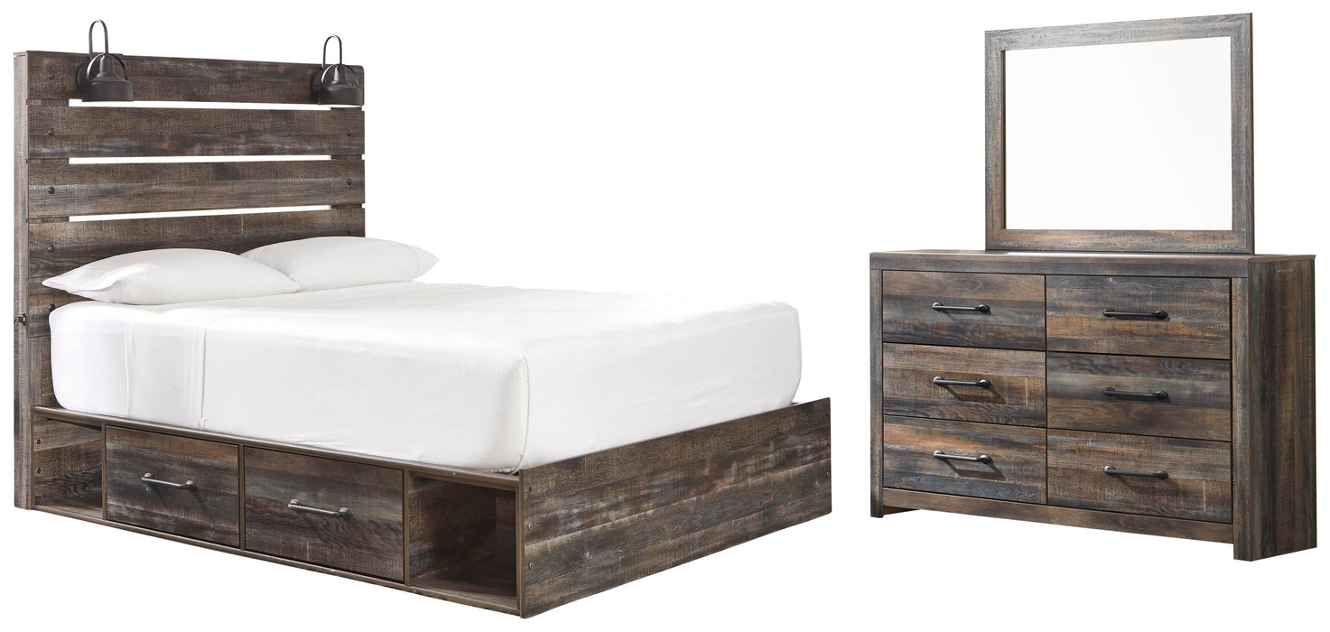 Drystan Multi Drystan Twin Panel Bed with 2 Storage Drawers with Mirrored Dresser