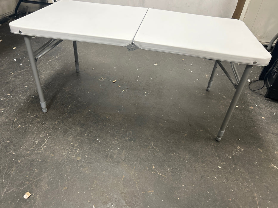 Mainstays 4 Foot Fold-in-Half Adjustable Folding Table, White - new